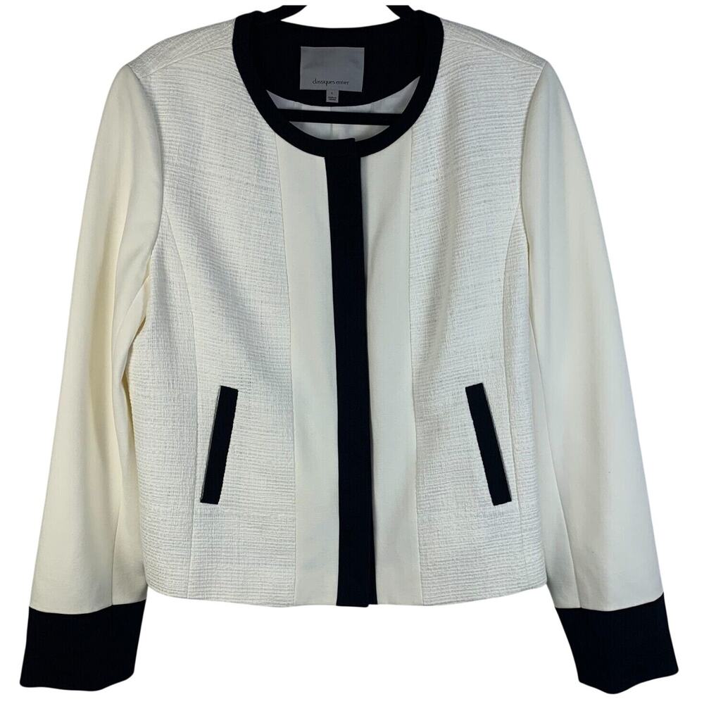 Classiques Entier Women’s Jacket – Size Large – White with Black Trim - Career